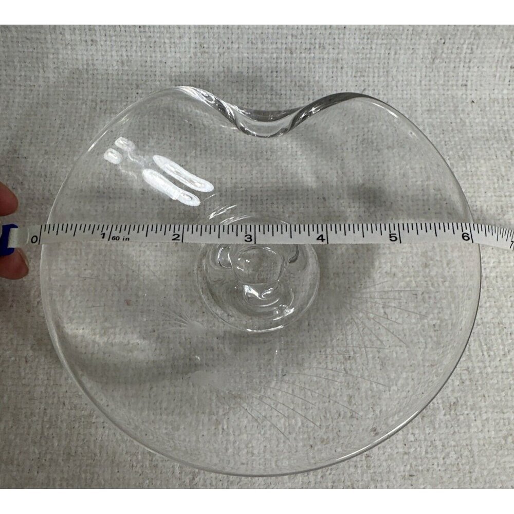 Vintage Etched Contoured Glass Candle Holder 6” Wide - Picture 3 of 4